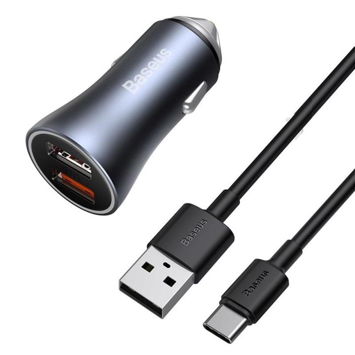 شارژر فندکی باسئوس مدل TZCCJD-40W به همراه کابل تبدیل USB-C